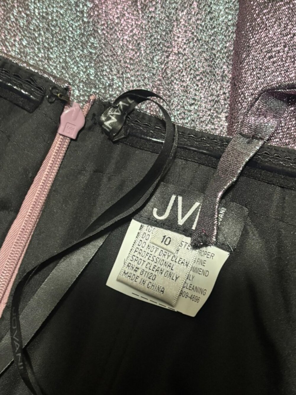 JVN by Jovani Iridescent Metallic A Line Prom Formal Gown Dress Size 10 - Picture 7 of 7